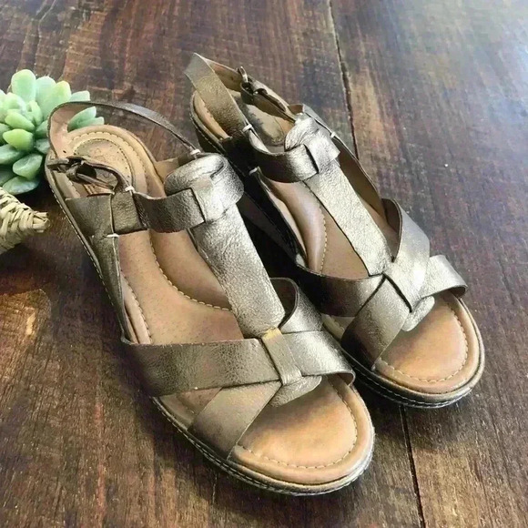 Fossil Shoes - FOSSIL | Metallic Cork Wedge Sandals